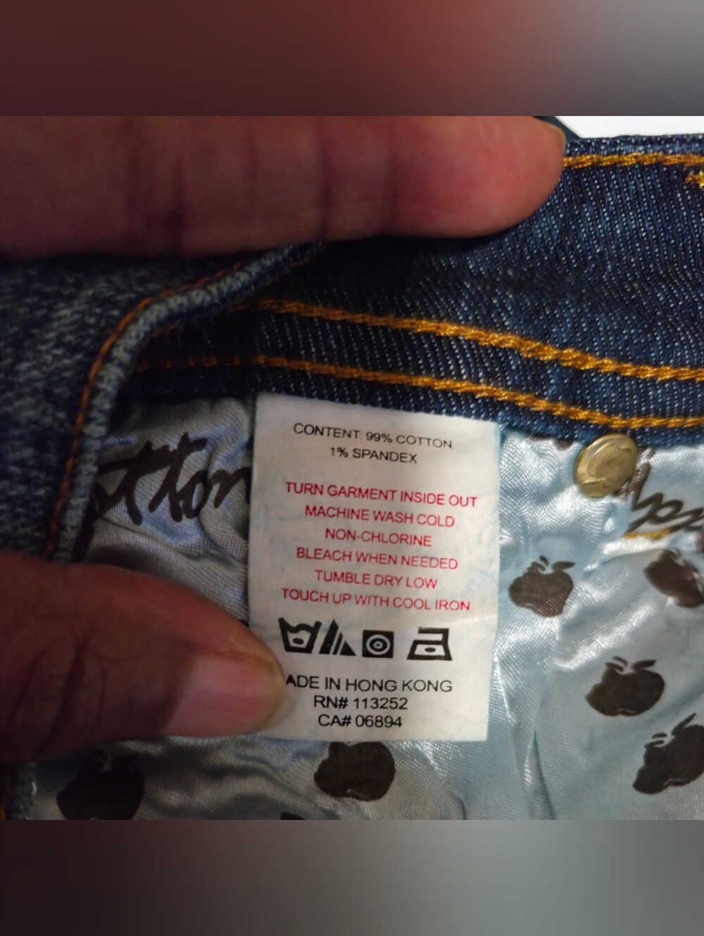 Vintage Apple Bottoms Y2K Bootcut Jeans Size 15/16 Dark Wash Rhinestone Logo - Picture 9 of 9
